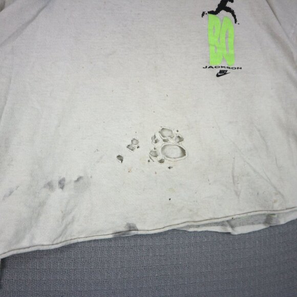 Bo Jackson Nike Vintage 1990s Made in Canada Thrashed Cropped Tee Large - Picture 3 of 8